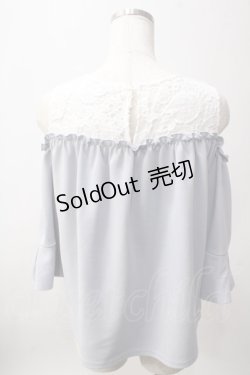 画像2: axes femme / 肩開きカットジョーゼットプルオーバー M サックス Y-25-06-12-030-AX-TO-SZ-ZY