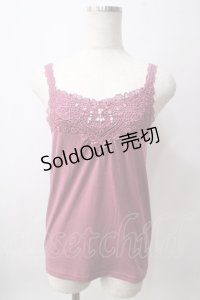 axes femme / レースビジューデザインタンク F ピンク Y-25-06-12-032-AX-TO-SZ-ZY