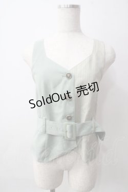 画像1: axes femme POETIQUE / ベルト付バイカラーベスト M グリーン Y-25-06-12-035-AX-TO-OW-ZY