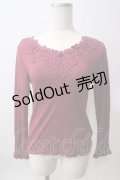 axes femme / 花モチーフテレコトップス M ワイン Y-25-06-12-036-AX-TO-SZ-ZI