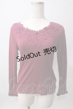 画像1: axes femme / 花モチーフテレコトップス M ワイン Y-25-06-12-036-AX-TO-SZ-ZI