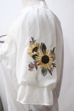 画像3: axes femme POETIQUE / ヒマワリ刺繍フリルカットプルオーバー M 白 Y-25-06-12-038-AX-TO-SZ-ZY