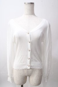 axes femme / シアーニットショートカーディガン F 白 Y-25-06-12-039-AX-TO-SZ-ZI