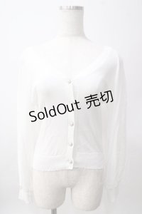 axes femme / シアーニットショートカーディガン F 白 Y-25-06-12-039-AX-TO-SZ-ZI
