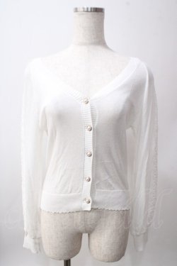 画像1: axes femme / シアーニットショートカーディガン F 白 Y-25-06-12-039-AX-TO-SZ-ZY