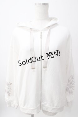 画像1: axes femme / 袖お花刺繍パーカー M 生成り Y-25-06-12-042-AX-TO-SZ-ZY