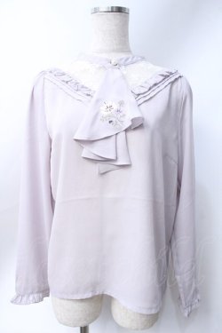 画像1: axes femme / コスモス刺繍ブラウスプルオーバー  ラベンダー Y-25-06-18-039-AX-BL-SZ-ZY