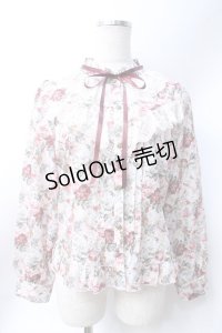 axes femme / フラワーガーデン柄ブラウス  生成り Y-25-06-18-040-AX-BL-SZ-ZY