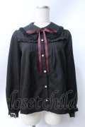 axes femme POETIQUE / レースデザインフリルブラウス  黒 Y-25-06-18-043-AX-BL-SZ-ZY
