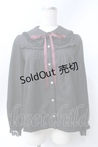 axes femme POETIQUE / レースデザインフリルブラウス  黒 Y-25-06-18-043-AX-BL-SZ-ZY