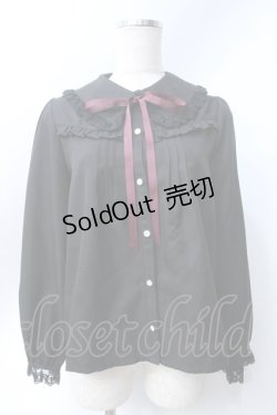 画像1: axes femme POETIQUE / レースデザインフリルブラウス  黒 Y-25-06-18-043-AX-BL-SZ-ZY