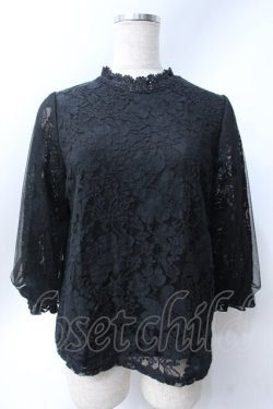 画像1: axes femme / チュール袖レーストップス  黒 Y-25-06-18-044-AX-TO-SZ-ZY