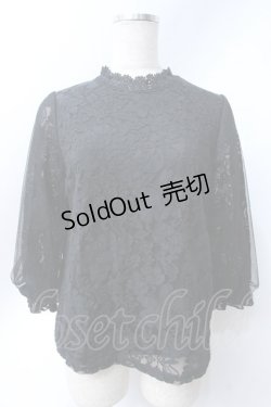 画像1: axes femme / チュール袖レーストップス  黒 Y-25-06-18-044-AX-TO-SZ-ZY