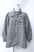 axes femme / リボン付ボリューム袖ブラウス  黒 Y-25-06-18-045-AX-BL-SZ-ZY