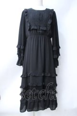 axes femme NOSTALGIE / レース切り替えロングワンピース  黒 Y-25-06-18-068-AX-OP-SZ-ZI