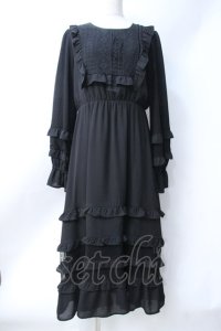 axes femme NOSTALGIE / レース切り替えロングワンピース  黒 Y-25-06-18-068-AX-OP-SZ-ZI