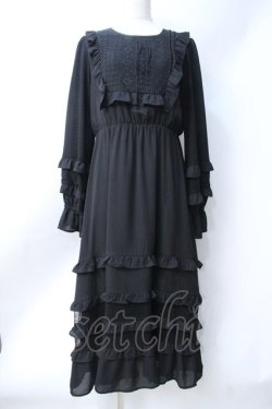 画像1: axes femme NOSTALGIE / レース切り替えロングワンピース  黒 Y-25-06-18-068-AX-OP-SZ-ZY