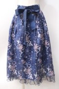 axes femme / アイスローズ柄スカート  紺 Y-25-06-18-098-AX-SK-SZ-ZY