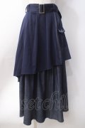 axes femme / アシメティアードロングスカート  紺 Y-25-06-18-099-AX-SK-SZ-ZY