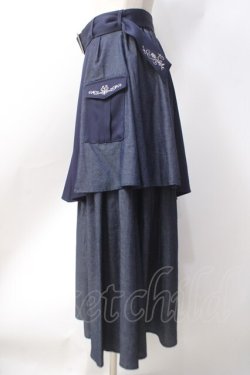 画像2: axes femme / アシメティアードロングスカート  紺 Y-25-06-18-099-AX-SK-SZ-ZY