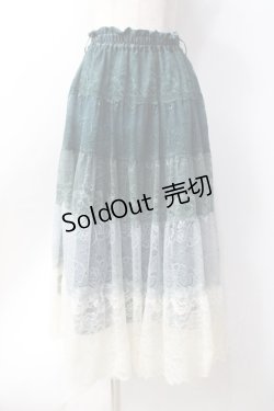 画像1: axes femme / グラデカラーレーススカート  グリーン Y-25-06-18-101-AX-SK-SZ-ZY