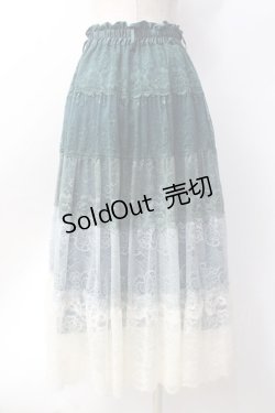 画像2: axes femme / グラデカラーレーススカート  グリーン Y-25-06-18-101-AX-SK-SZ-ZY