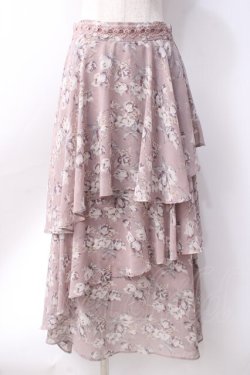 画像1: axes femme / フラワーティアードスカート  ピンク Y-25-06-18-105-AX-SK-SZ-ZY