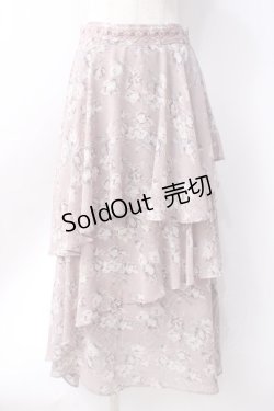 画像1: axes femme / フラワーティアードスカート  ピンク Y-25-06-18-105-AX-SK-SZ-ZY