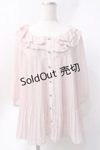 axes femme / フリル襟プリーツ入りブラウス  ピンク Y-25-06-20-032-AX-BL-SZ-ZY