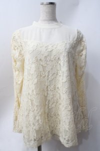 axes femme POETIQUE / BIGリボンレースプルオーバー  生成り Y-25-06-20-036-AX-TO-SZ-ZI