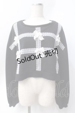 画像1: axes femme POETIQUE / レースリボンカットプルオ－バ－  黒 Y-25-06-20-041-AX-TO-SZ-ZY