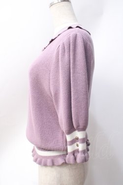 画像2: axes femme POETIQUE / ライン入りニット  ラベンダー Y-25-06-20-042-AX-TO-SZ-ZY