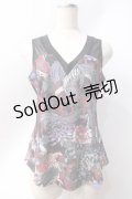 Qutie Frash / 和柄Vネックタンク　   Y-25-06-20-045-QU-TO-AS-ZY