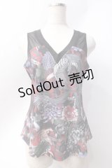 Qutie Frash / 和柄Vネックタンク　   Y-25-06-20-045-QU-TO-AS-ZY