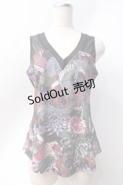 画像1: Qutie Frash / 和柄Vネックタンク　   Y-25-06-20-045-QU-TO-AS-ZY