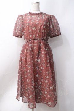 画像1: axes femme POETIQUE / シアー花柄ワンピース  ブラウン Y-25-06-20-053-AX-OP-SZ-ZY