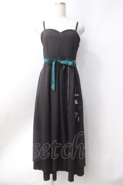 画像1: axes femme / チャイナ風刺繍キャミワンピース  黒 Y-25-06-20-061-AX-OP-SZ-ZY