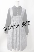 axes femme / チェックリボンドッキングワンピース  グレー Y-25-06-20-065-AX-OP-SZ-ZY