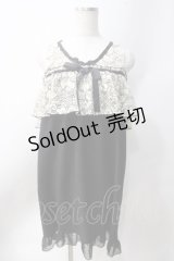 axes femme POETIQUE / 肩開きレース使いカットチュニ  黒 Y-25-06-20-067-AX-OP-SZ-ZY