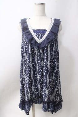 画像1: axes femme / パール＆シェル柄ワンピース  紺 Y-25-06-20-072-AX-OP-SZ-ZY