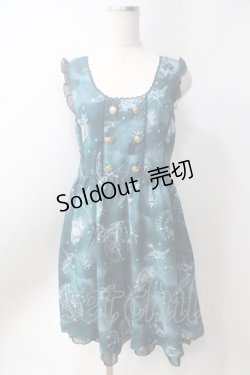画像1: axes femme / 天体柄Wボタン使いワンピース  グリーン Y-25-06-20-073-AX-OP-SZ-ZT071