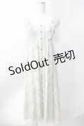 axes femme / 総バラ柄ロングワンピース  サックス Y-25-06-20-078-AX-OP-SZ-ZY