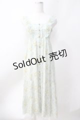 axes femme / 総バラ柄ロングワンピース  サックス Y-25-06-20-078-AX-OP-SZ-ZY