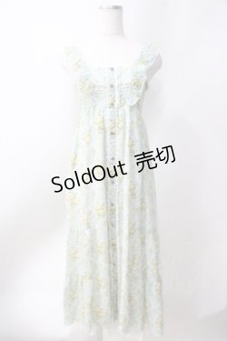 画像1: axes femme / 総バラ柄ロングワンピース  サックス Y-25-06-20-078-AX-OP-SZ-ZY