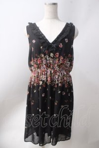 axes femme / パネルフラワープリントワンピース  黒 Y-25-06-20-084-AX-OP-SZ-ZY