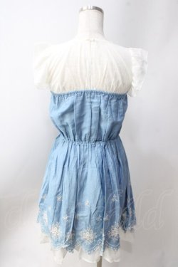 画像2: axes femme / 刺繍入りワンピース  サックス Y-25-06-20-085-AX-OP-SZ-ZY