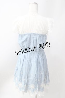 画像2: axes femme / 刺繍入りワンピース  サックス Y-25-06-20-085-AX-OP-SZ-ZI