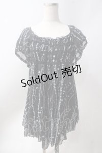 axes femme / パール柄ワチュニック  黒 Y-25-06-20-086-AX-OP-SZ-ZY