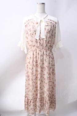 画像1: axes femme / チョーカーリボンデザイン花柄ワンピース  ベージュ Y-25-06-20-088-AX-OP-SZ-ZY