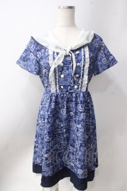 画像1: axes femme POETIQUE / 航海図柄セーラーワンピース  紺 Y-25-06-20-092-AX-OP-SZ-ZY